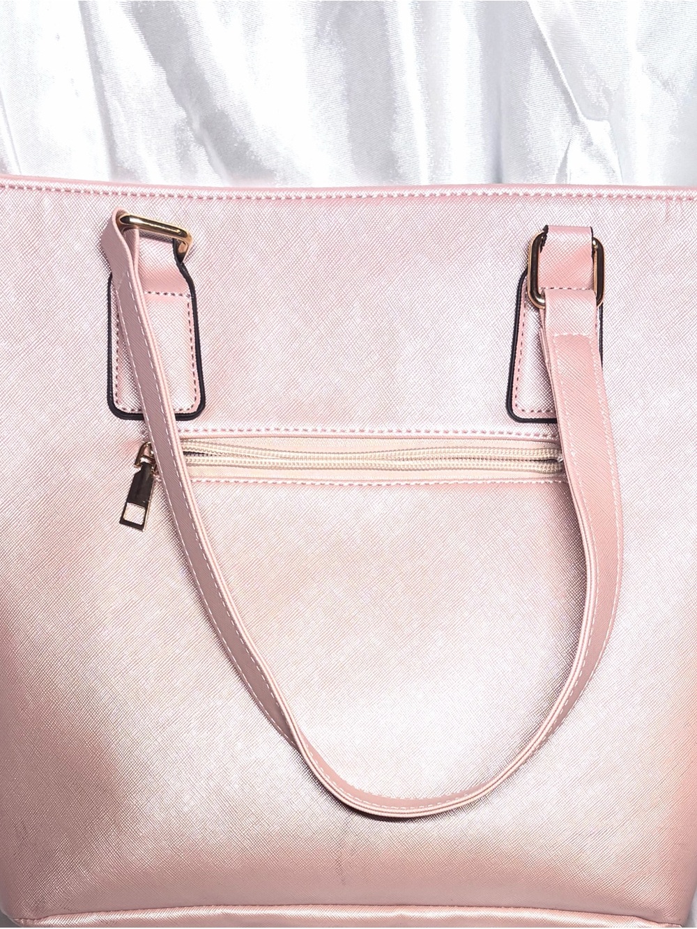 Floral Print Pink Tote Bag - Women's Handbag - Picture 3 of 5